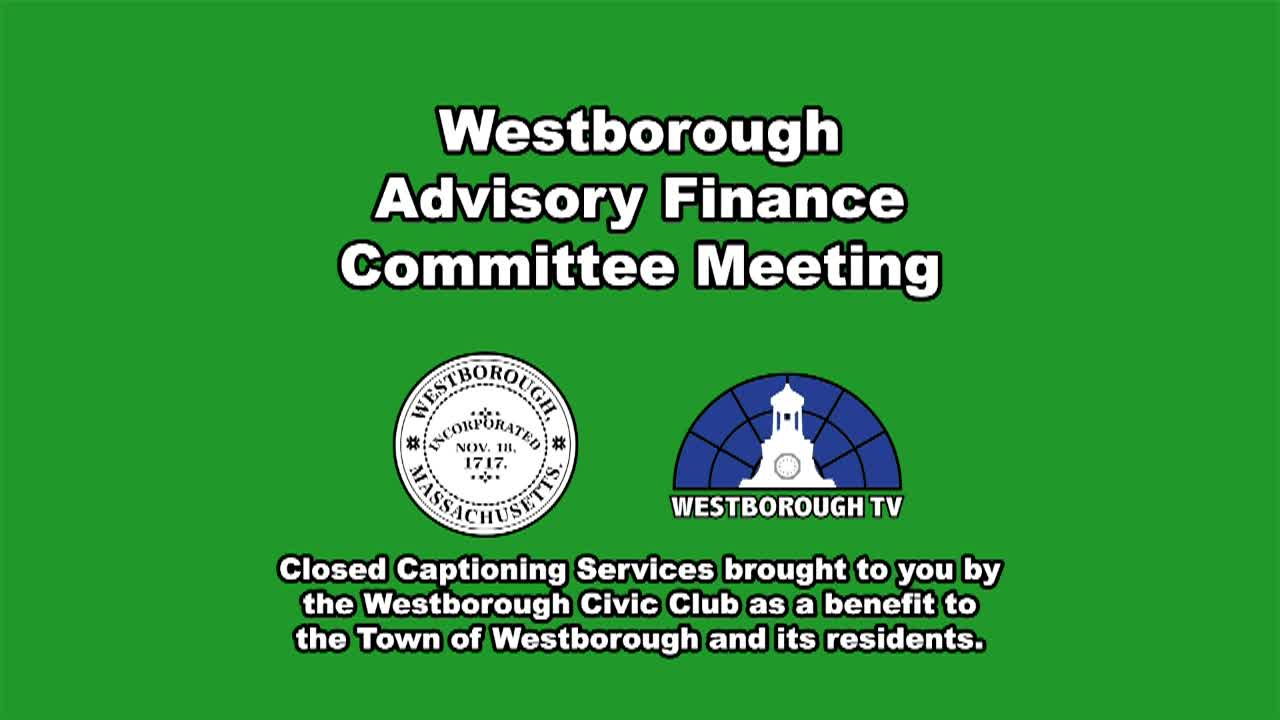 Westborough Advisory Finance Committee Meeting -  February 9, 2026
