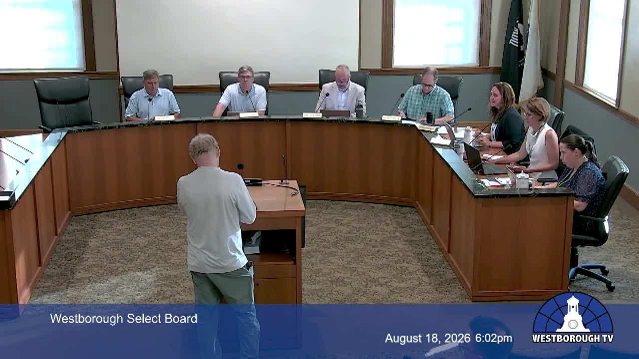 Westborough Select Board Meeting - August 18, 2026